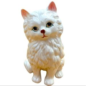 𝅺BRINNS of Pittsburgh, PA, vintage ceramic cat figure, long haired white cat